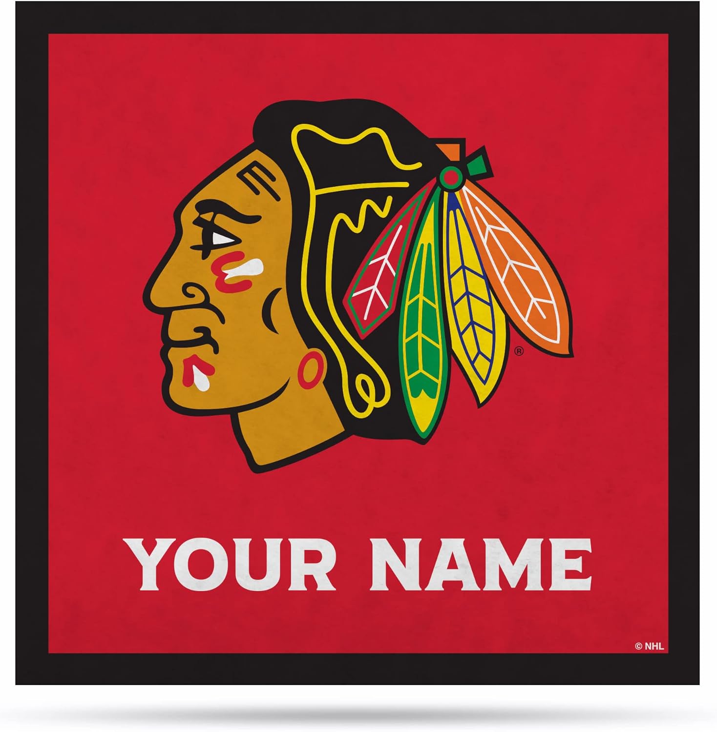 Rico Industries NHL Hockey Chicago Blackhawks Personalized 23" X 23" Felt Wall Banner - Sports Decor for Man Cave, Game Room, Office & Bedroom - Made in The USA