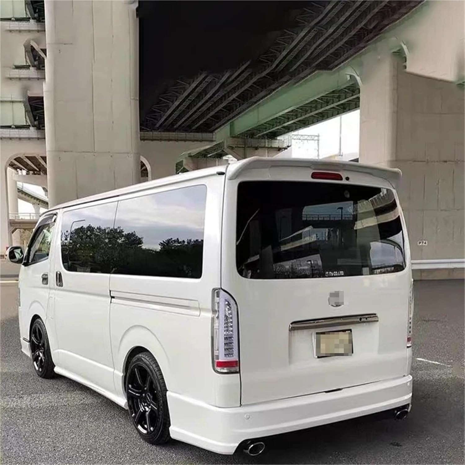 for 2004-2015 Toyota Hiace Rear Roof Lip Spoiler Tail Wings ABS Material Car Parts Decorate Styling Tuning Body Kit Accessories(Unpainted)