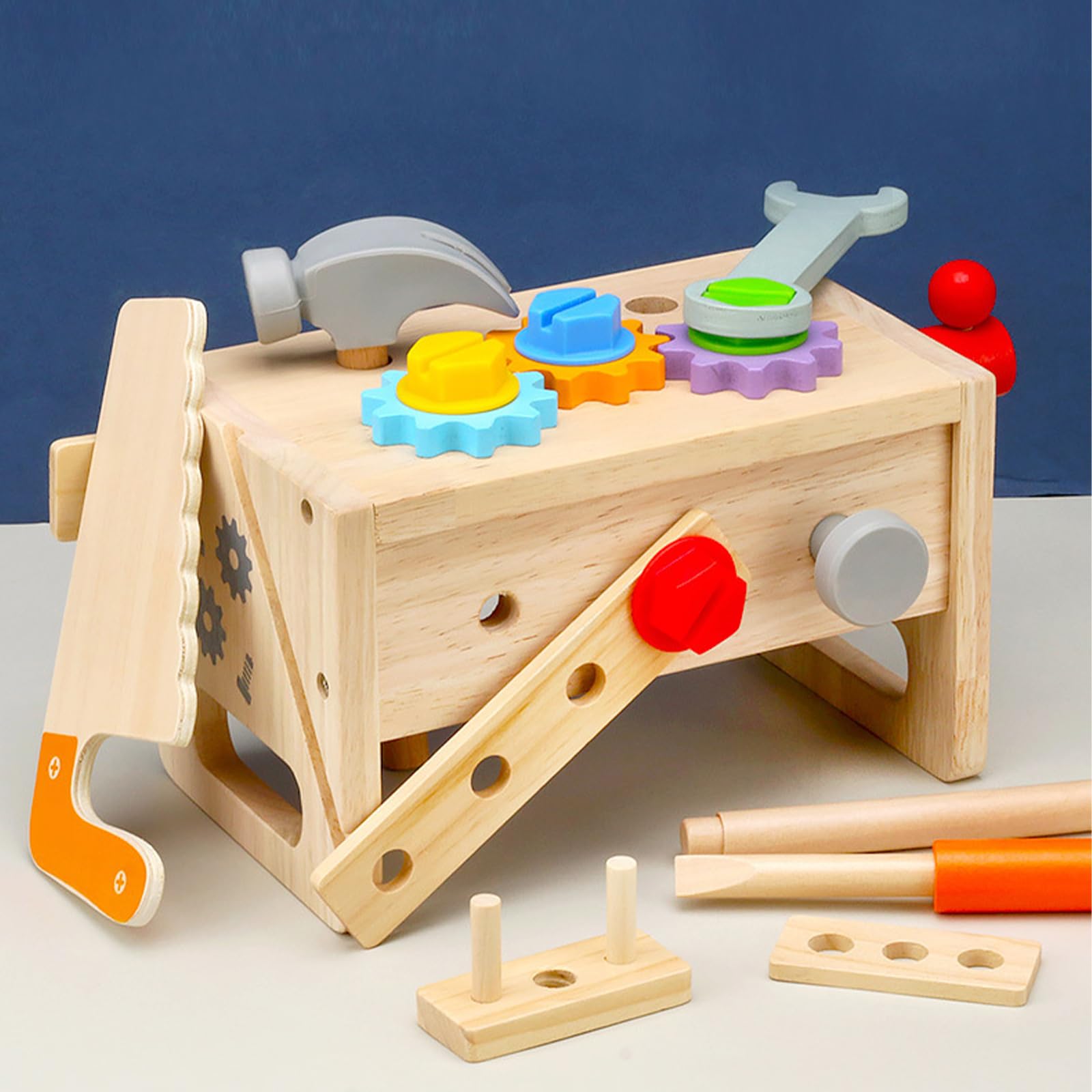 Newpop Malette Outils Enfant, Boite a Outils Enfant, Outils Jouets Bois, Outils de Bricolage pour Garçons et Filles, Constructions Boîte à Outils, Ensemble de Educatif Jouet, Aux Garçons et Aux Filles