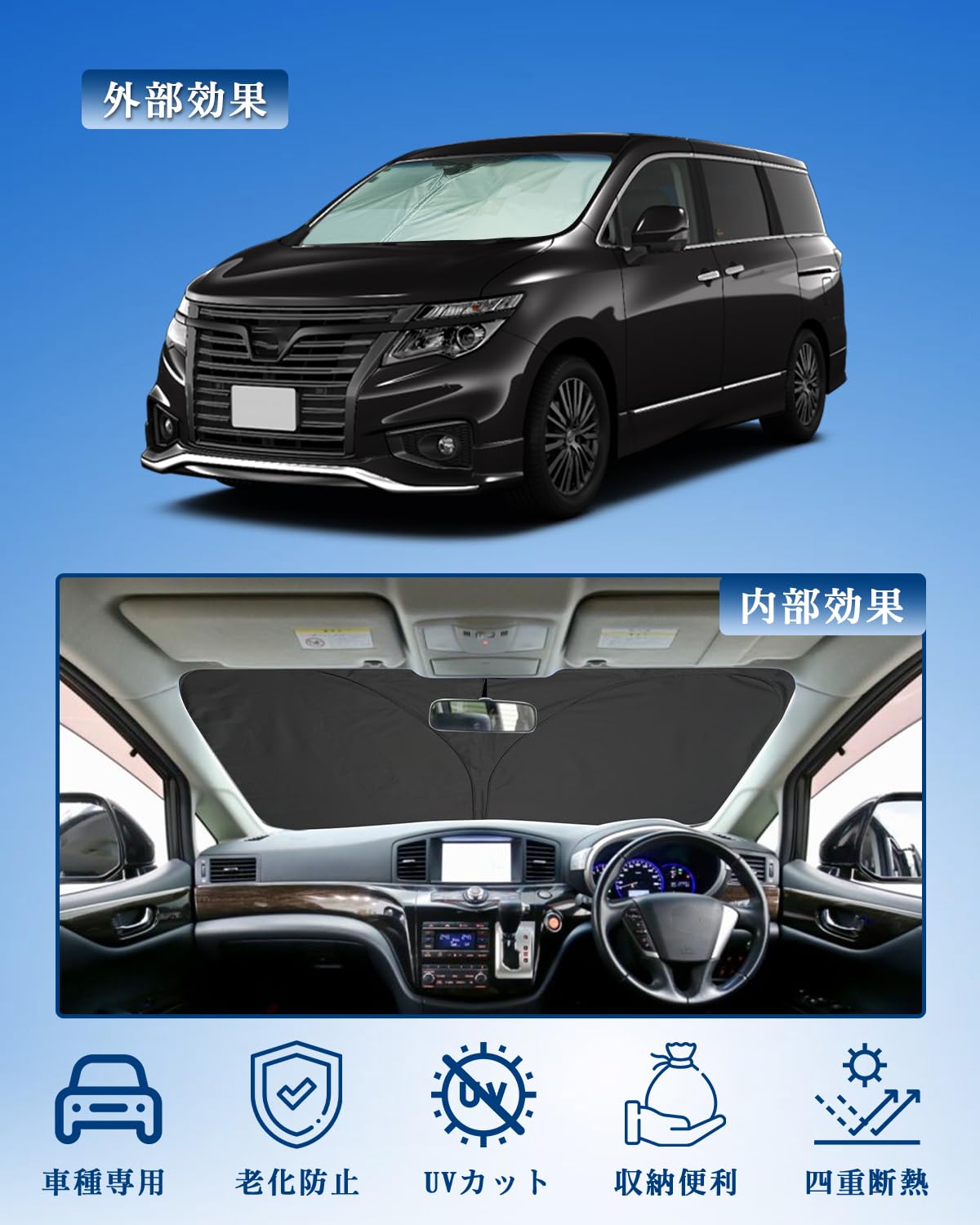 Amazon.co.jp: 【RUIYA】日産 エルグランドe52系 サンシェード日よけ