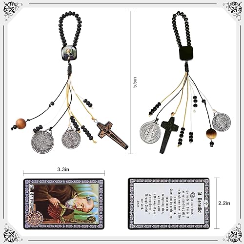 Miniatura 2 de Medallas de San Benito para puerta con tarjetas de oración de San Benito para protección del hogar, juego de regalo católico de bendición de la casa