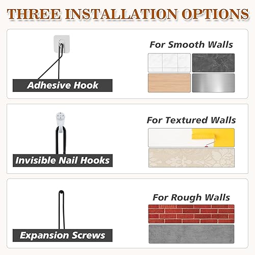 Miniatura 5 de CONDRA FIELD Estante sin taladro, paquete de 3 estantes flotantes mejorados con 3 opciones de instalación, estantes colgantes de pared aptos para