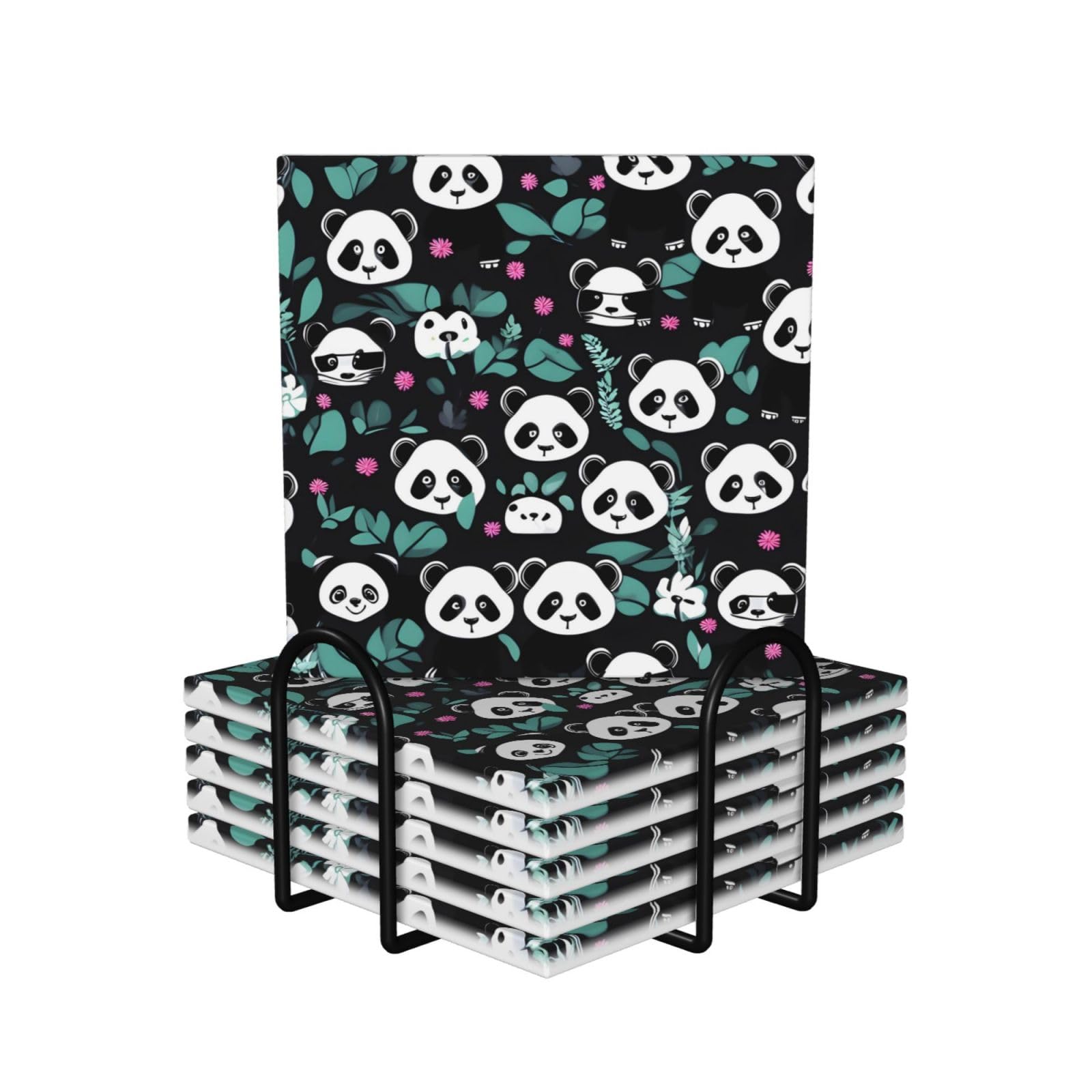 Dessous de verre céramique panda antidérapants pour tasses et verres
