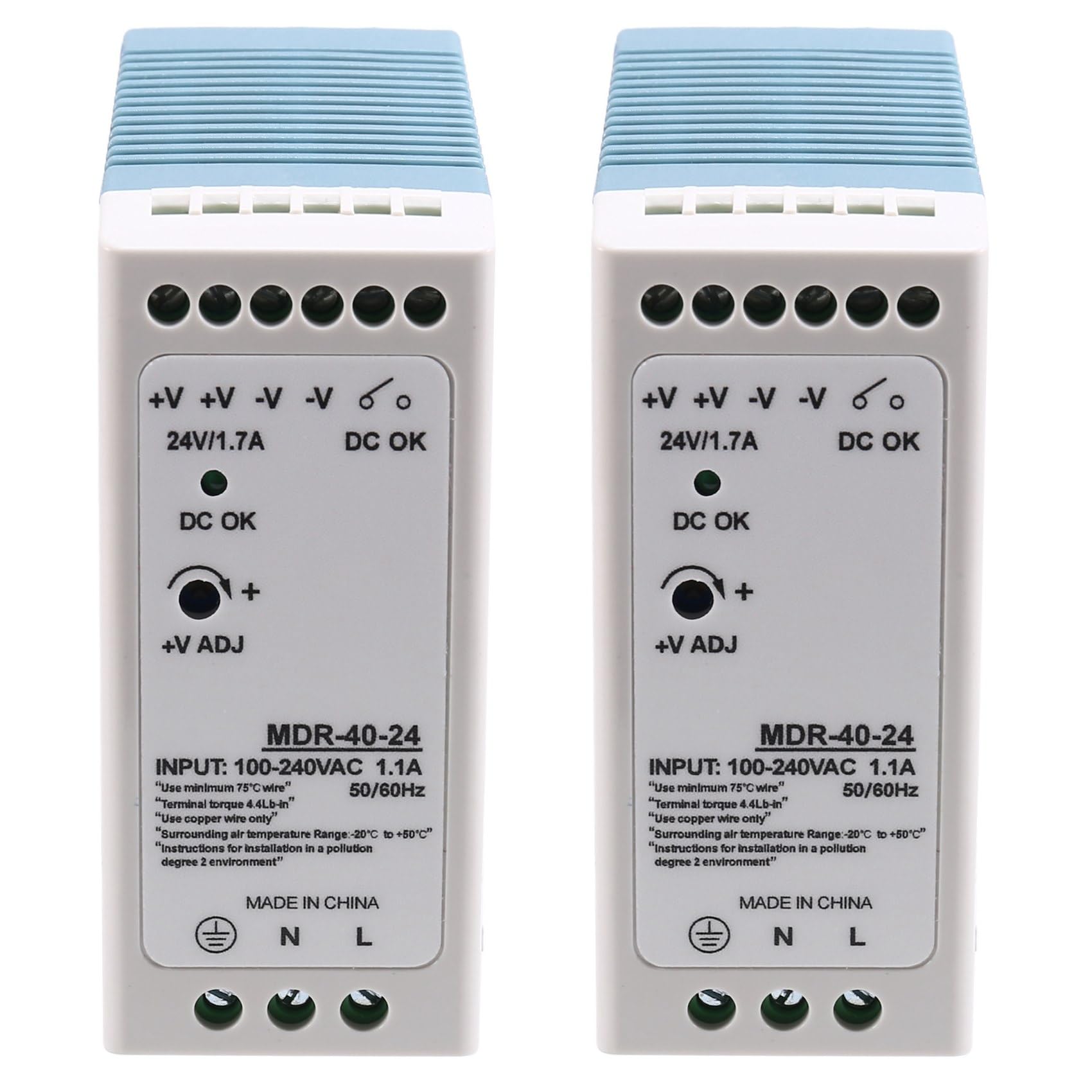 Jnchdghwa As Shown 2X Mdr-40-24V 24V 40.8W Din Rail Power Supply Ac-Dc Driver Voltage Regulator Power Suply 100V-240V