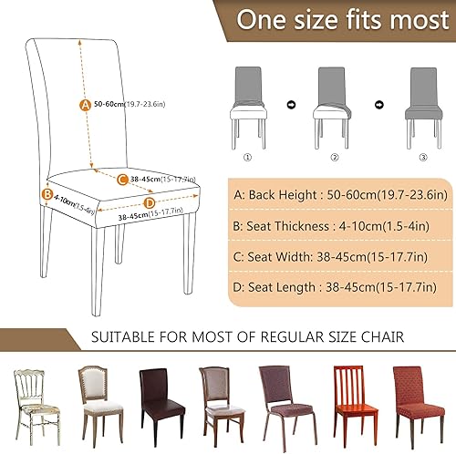 Miniatura 7 de xigua Juego de 2 fundas elásticas para sillas de comedor, extraíbles y lavables, para cocina, comedor, decoración de hotel