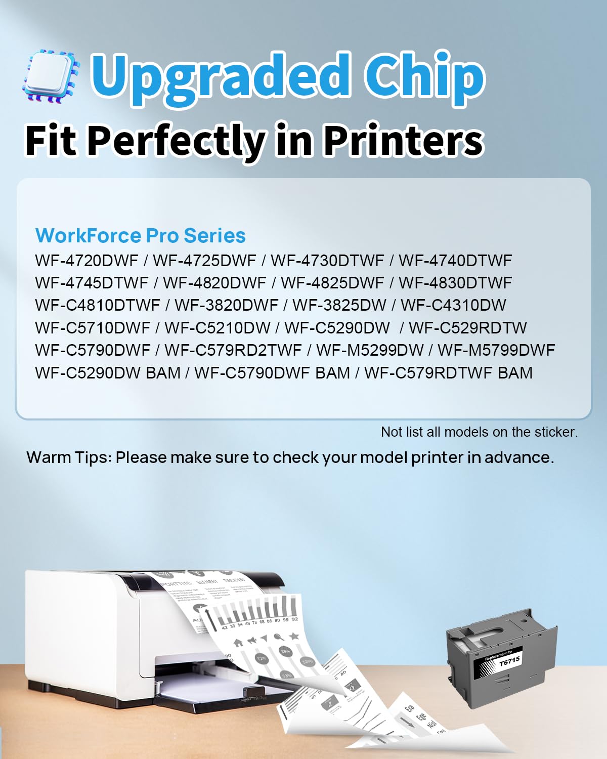 Yowell T6715 Scatola di manutenzione degli inchiostri compatibile con Epson T6715 T6716 per Epson Workforce Pro WF-3820DWF WF-3825DWF WF-4820DWF WF-4825DWF WF-4830DTWF WF-4720DWF WF-4725DWF WF