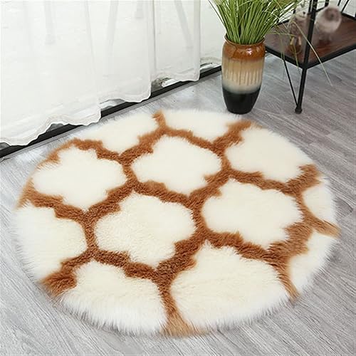 GIBZ Alfombra circular de dos retazos de color, peluda, súper suave, antideslizante, esponjosa, cálida alfombra para pasillo, lavable a máquina, FAW