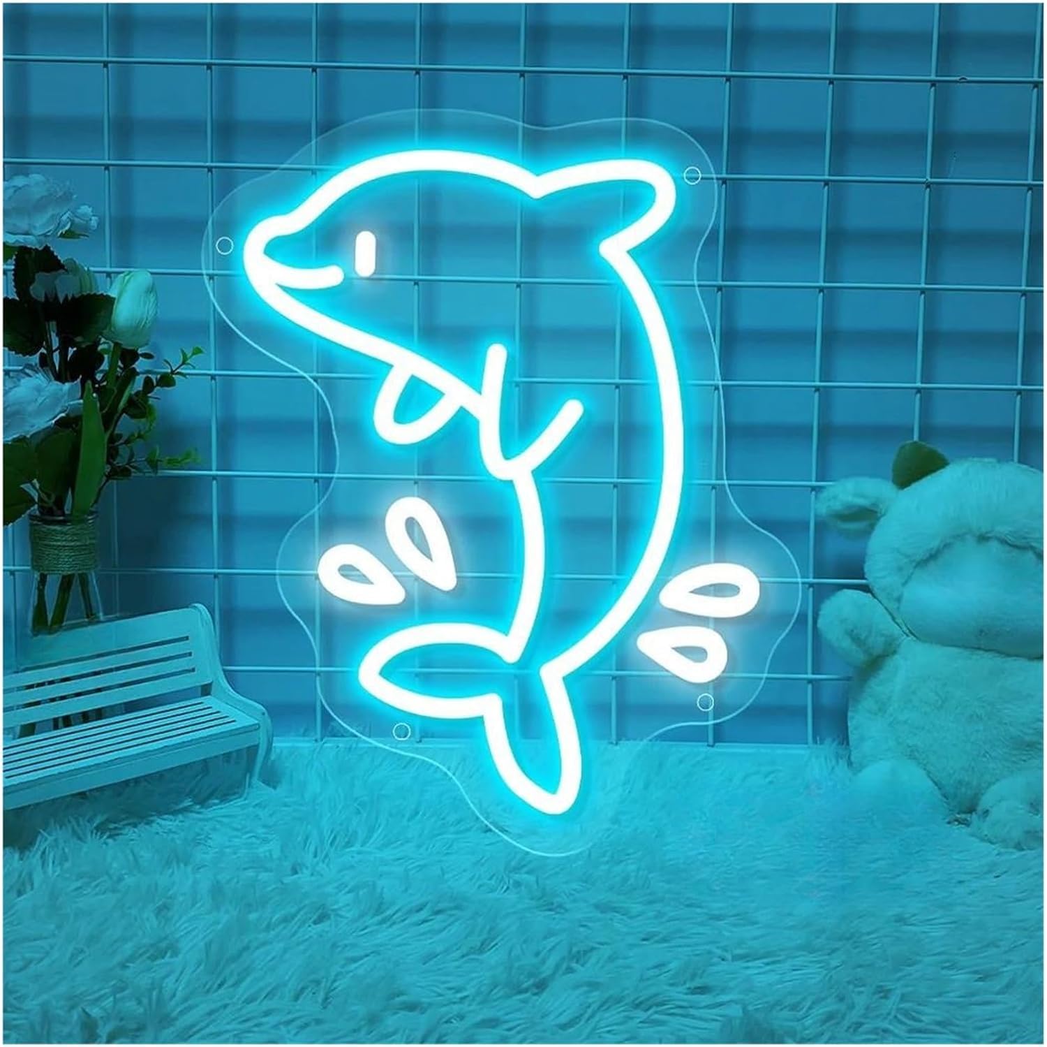 Aextroi neon Lights Sign Neon Sign Dimmable Whale Signs for Home Wall Decor 24cm×30cm