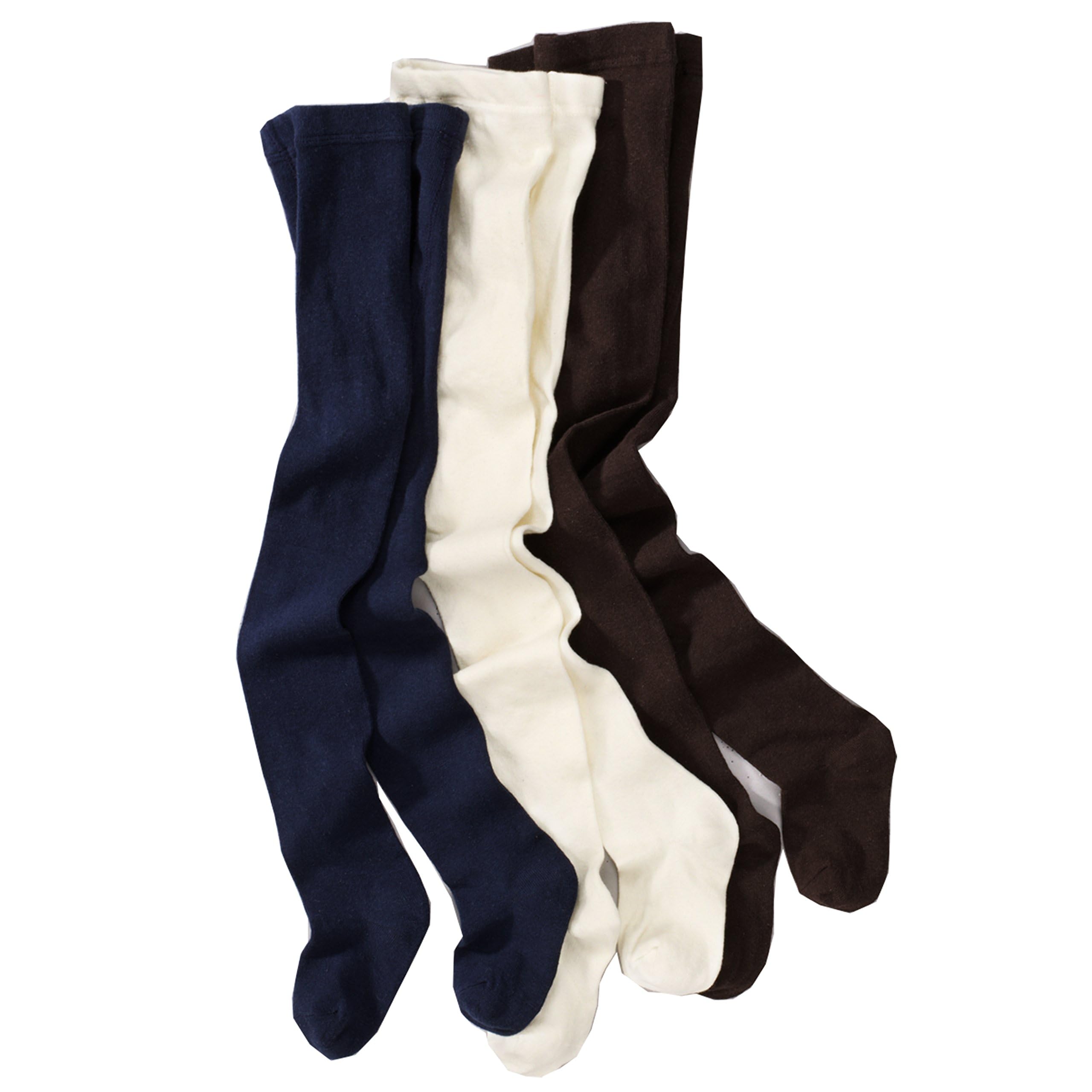 WELLYOU Set de 3 collants unis, Lot de collants pour bébé et enfants, garçons et filles, taille 86-92