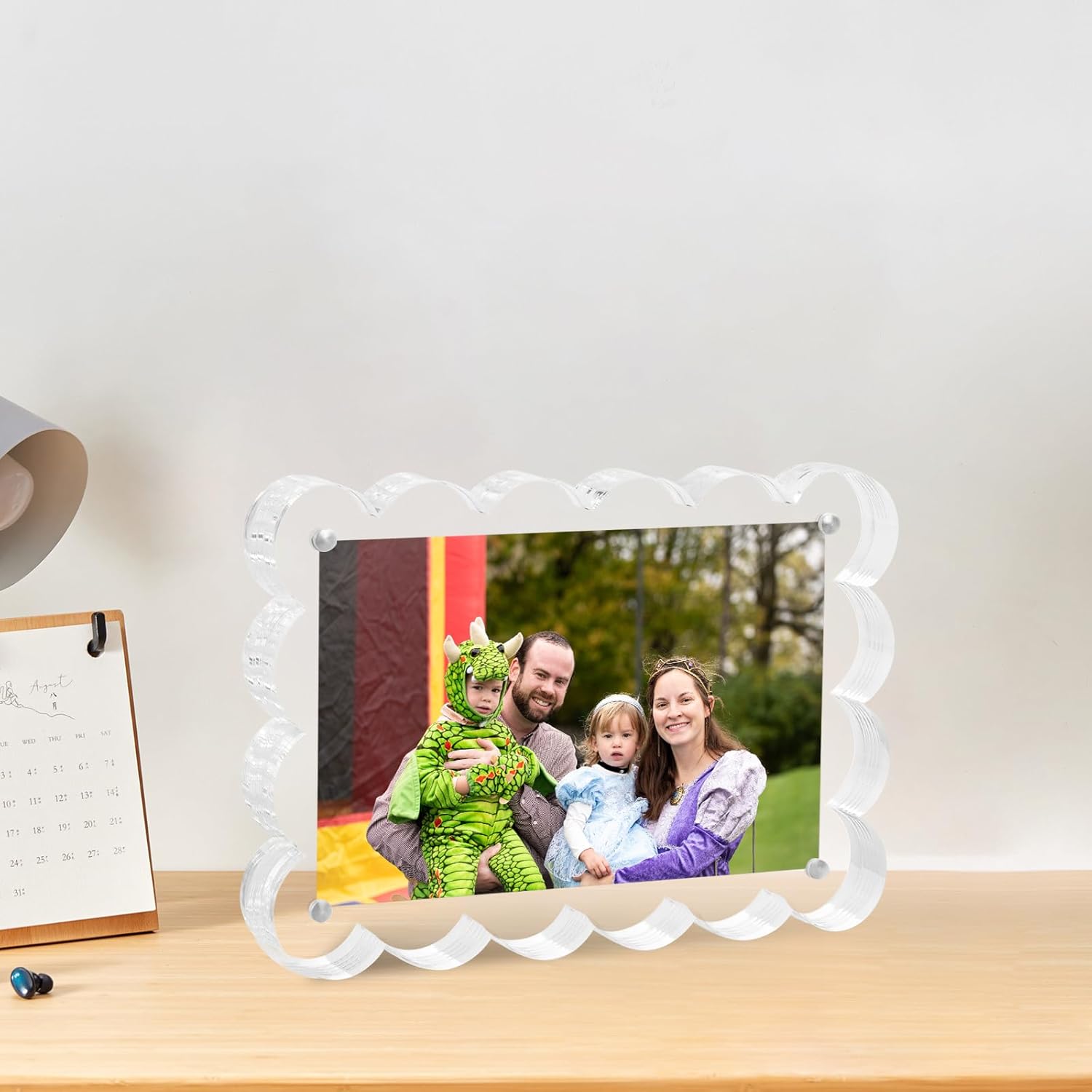 Dezzer 4x6 Acrylic Picture Frames 3 Pack, 10+10mm Thick Block, Magnetic Double Sided Clear Picture Frame Freestanding Acrylic Photo Frames Transparent Square Frame for Desktop Display