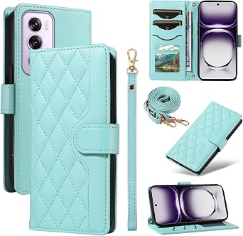 حافظة لغطاء محفظة Oppo Reno 12 Pro 5 G حافظة هاتف PU جلدية قابلة للطي مع حامل بطاقة وغطاء واقي لمحفظة حزام المعصم متوافقة مع حافظة Oppo Reno 12 Pro 5G 2