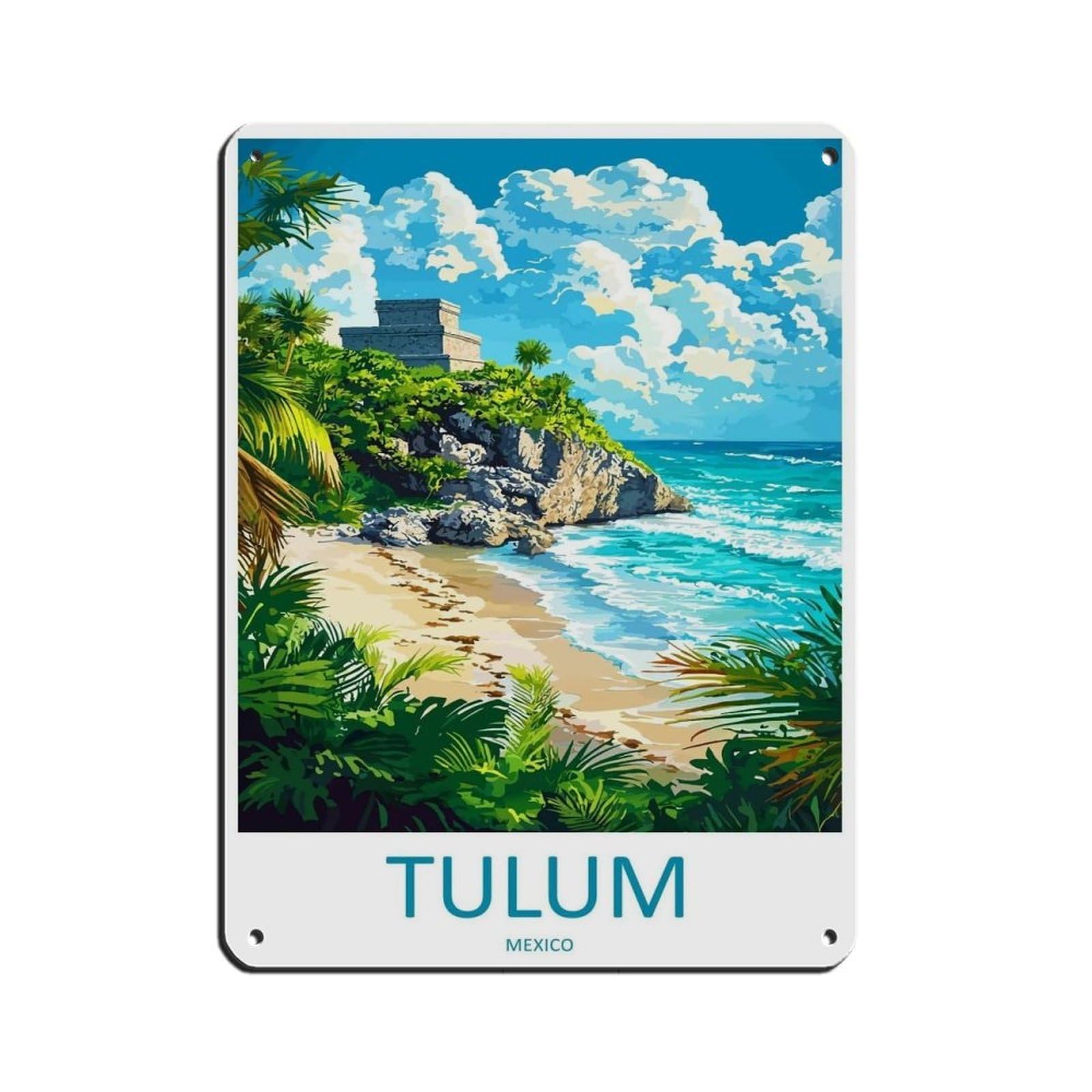 Tulum Travel Art Poster (2) Tin Sign Vintage Metal Pub Club Cafe Bar Home Wall Art Decoration Poster Retro 12x16inch(30x40cm)
