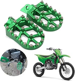 AnXin Dirt Bike Foot Pegs Wider Footpegs Foot Pedals Rests CNC for KX65 00-23 KX85 01-23 KLX 140 KLX140 08-23 KX100 98-21 KX112 22-23 KX80 Pit Bike Motorcycle Green