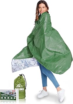 ANLOKE Emergency Blankets Mylar Thermal Blanket 4 Pack of Space Blanket 82" x62. Survival Blankets Heavy Duty Camping Gear, First Aid, Green