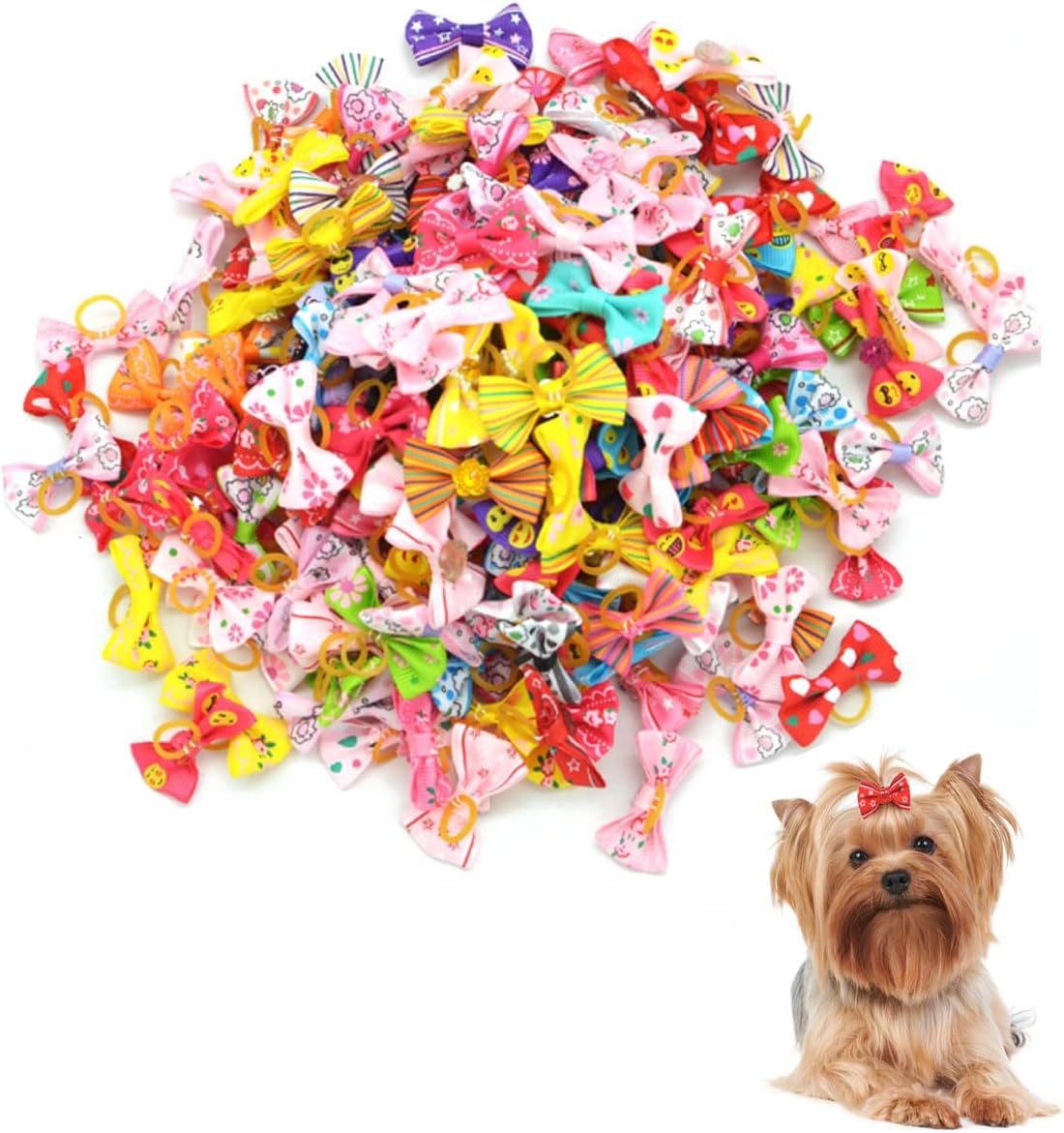 mkemka 25Pcs Dog Hair Bows Small Dog Hair Bows Pet Hair Bows Tie Dog
