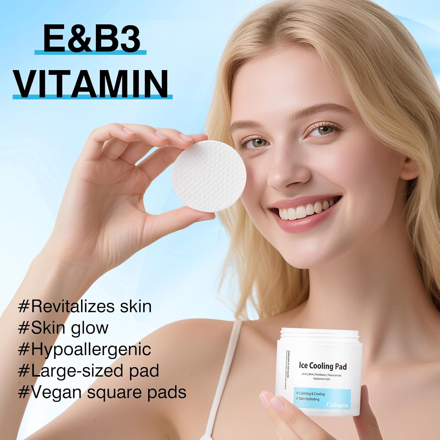 Toner Pads Pore Skincare, Ice Cooling Pad for Exfoliation Care 100 Pads with Collagen Extract for Soothing, Moisturizing, Niacinamide Toner for Women Men Skincare, Ideal for All Skin Types - Image 8