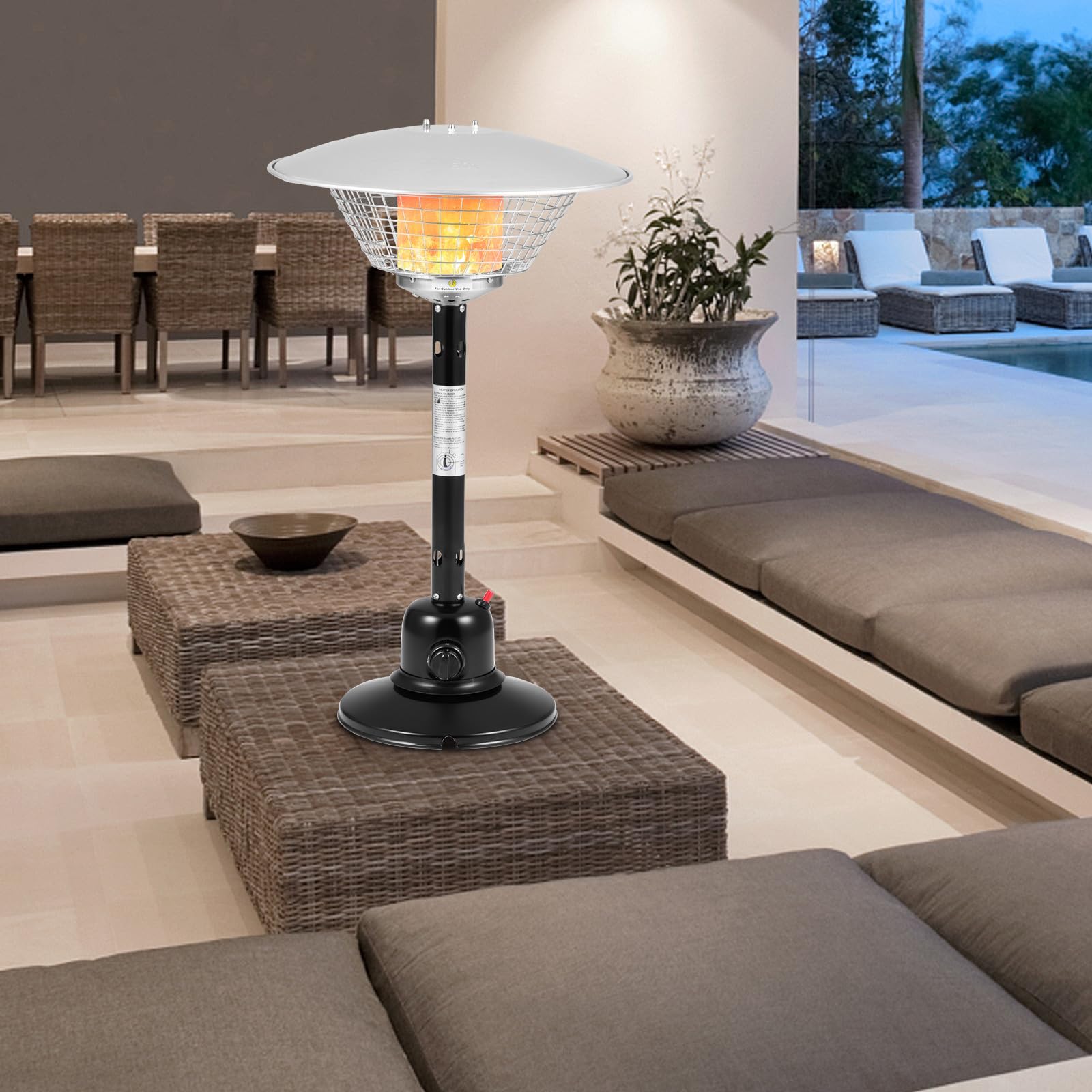COSTWAY Estufa Butano Exterior 4000w, Calentador Portátil de Mesa para Patio,Regulador de Presión de Gas y Tubería de gas,Estufa de Gas Butano y Propano (Negro)