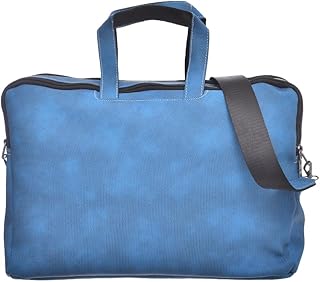 Accelerate Embossed French Blue Leather Protective 15.6 inch Premium Briefcase Laptop Bag with Shoulder and Hand Strap | Durable Design Laptop Bag compatible with MacBooks and Laptops