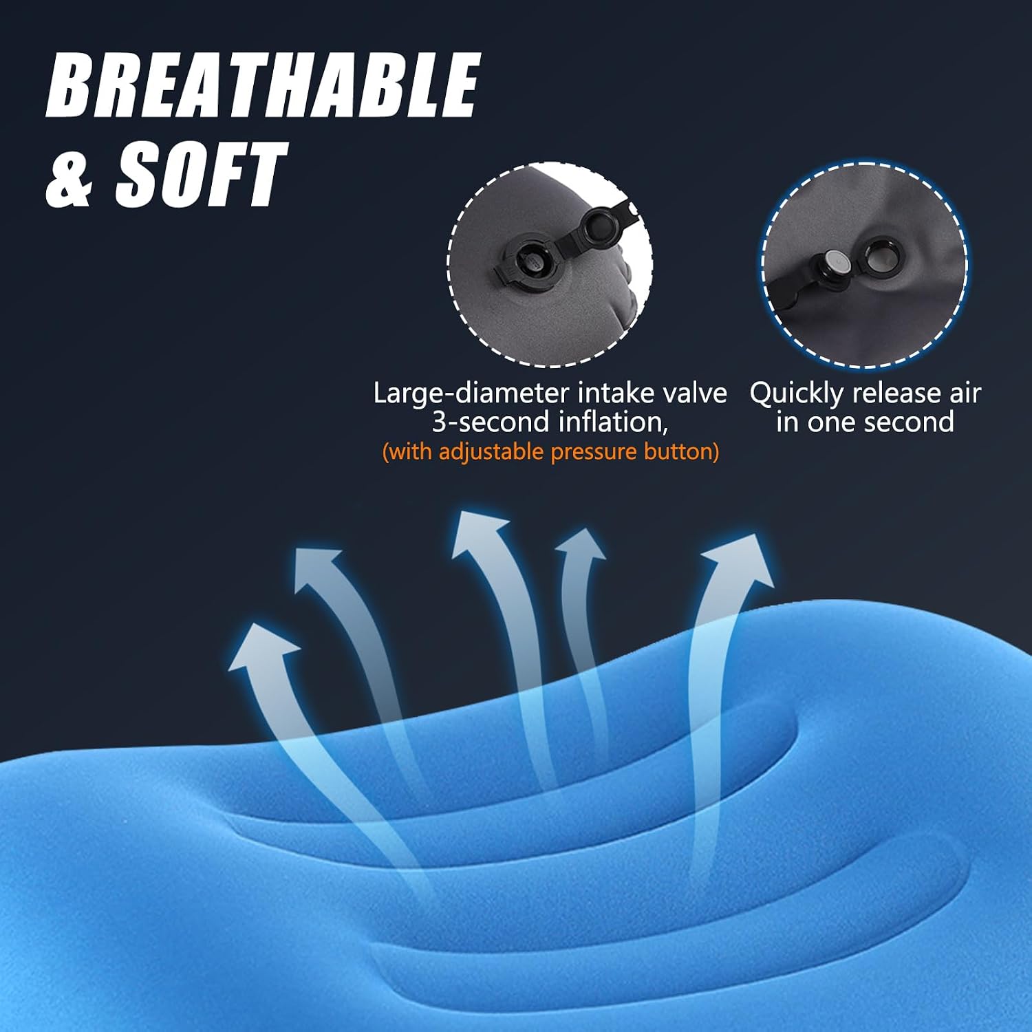 Ultralight Inflatable Camping Travel Pillow - Ultimate Compact Pillow for Hiking, Flights & Beach | Durable Water-Resistant Camping Pillow Cloud Comfort Support
