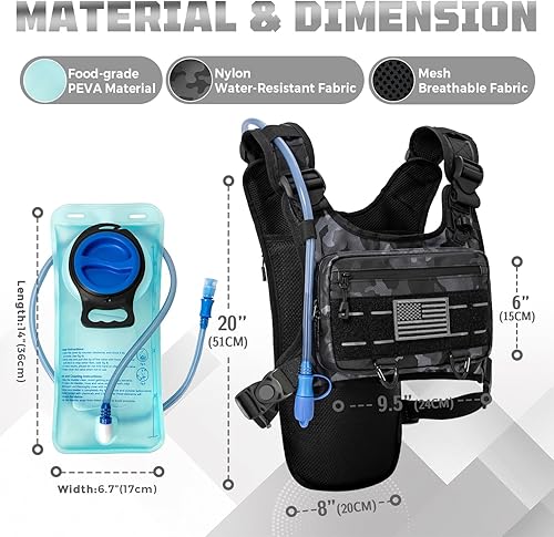 Miniatura 2 de Chaleco de hidratación para correr con vejiga de agua de 2 L, ligero y ajustable de hidratación EDC para hombres y mujeres, mochila de agua para