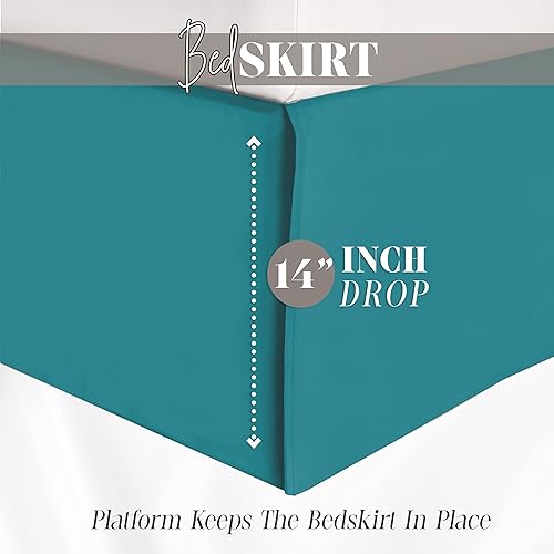 Miniatura 4 de Elegant Comfort Falda de cama sólida de 1 pieza, calidad egipcia de 1500 hilos, diseño minimalista con un aspecto moderno, fácil cuidado, resistente