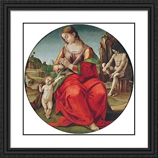 ArtDirect Signorelli, Luca 20x20 Black Ornate Framed Art Print with Double Matting Titled: Madonna and Child II