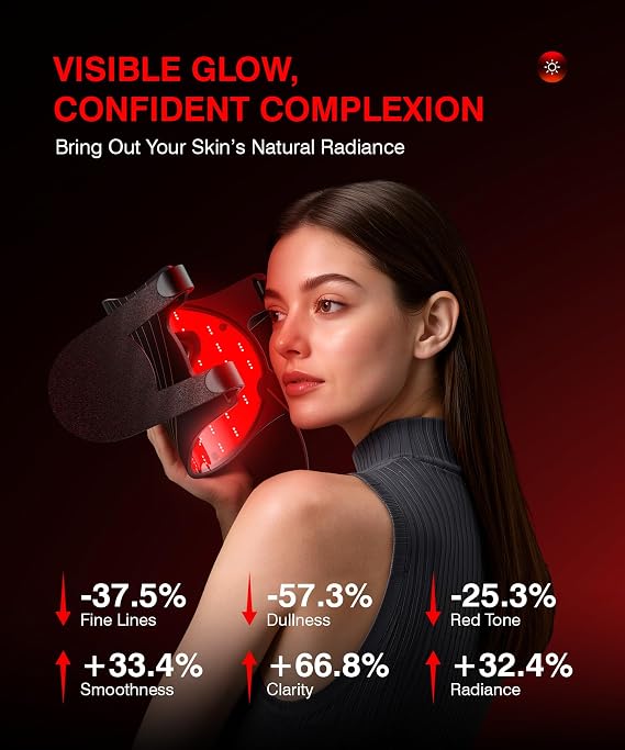 INTEO Red Light Therapy Mask for Face, 850nm NIR LED Face Mask with Timer