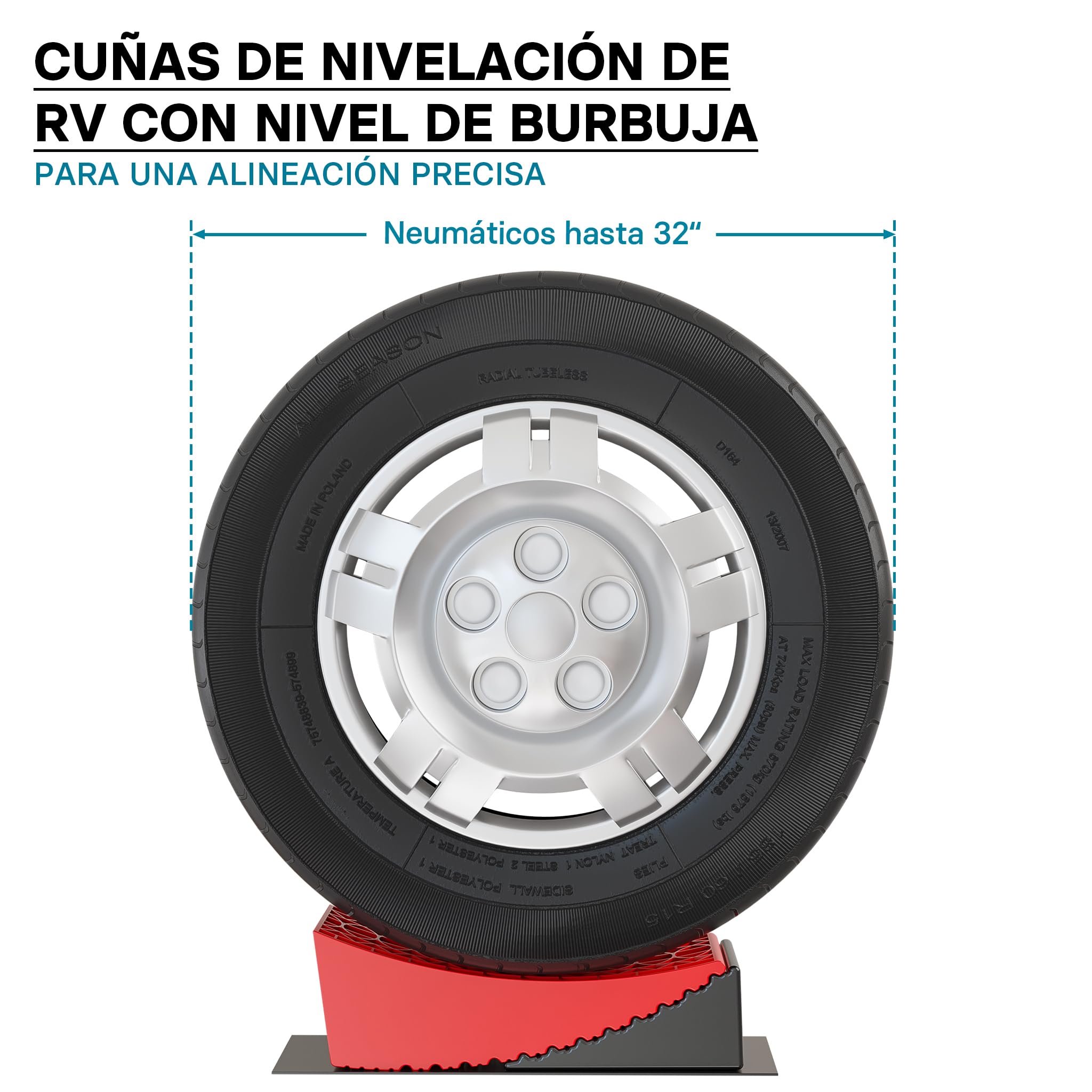 XPOtool Cuña redonda con nivel de burbuja T calzo para autocaravanas y remolques nivelación continua