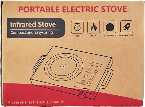 Miniatura 13 de Placa eléctrica de un solo quemador de 1800 W, cocina infrarroja para cocinar estufa portátil, temperatura de placa calefactora compacta ajustable,