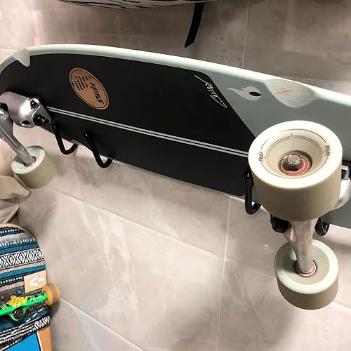 Miniatura 6 de Soporte de pared mejorado para monopatín, soporte de pared para monopatín y longboard, soportes para patineta alargar