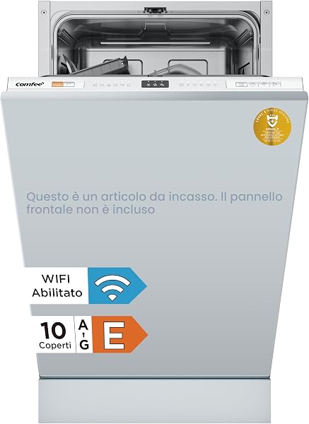 COMFEE' CDWEB914S-W Lavastoviglie da Incasso con 10 coperti, 8 Programmi, di avviamento ritardato, Funzione di Mezzo Carico, cloud wash, Asciugatura Extra - Inox - 1