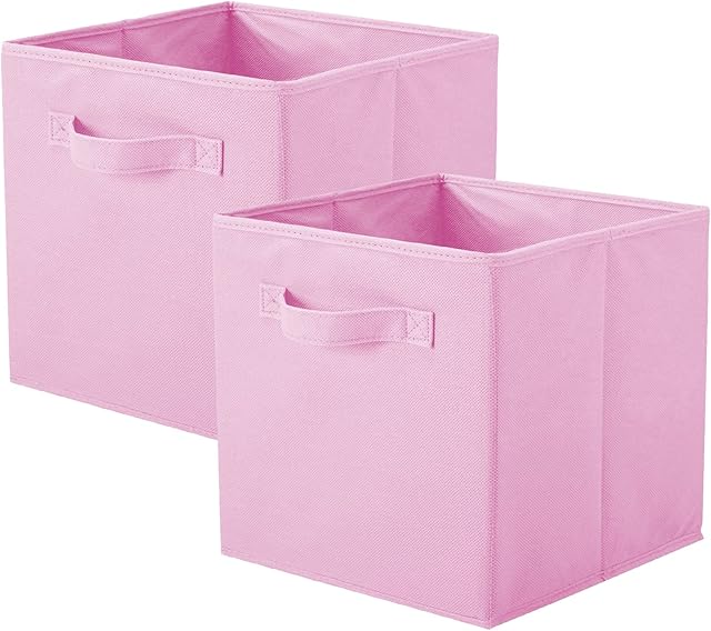 PowerKing Storage Bins, Foldable Fabric Storage Cubes And Cloth Storage Organizer Drawer For Closet And Toys Storage,2 PackPink