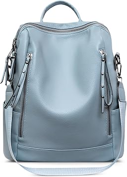Simple Women's Backpack Anti Thief Shoulder Bags Leisure School Backpack Women's Travel School Bags Lightweight for Office Holiday Shopping Waterproof PU Leader Blue