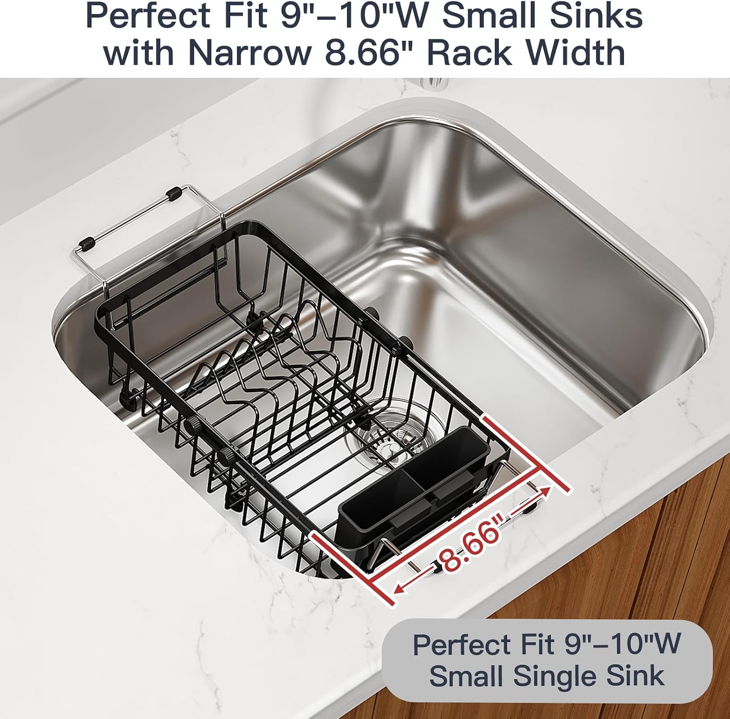 MAJALiS Extra Small Dish Drying Rack Over Sink with Anti-Slip Grip image 3