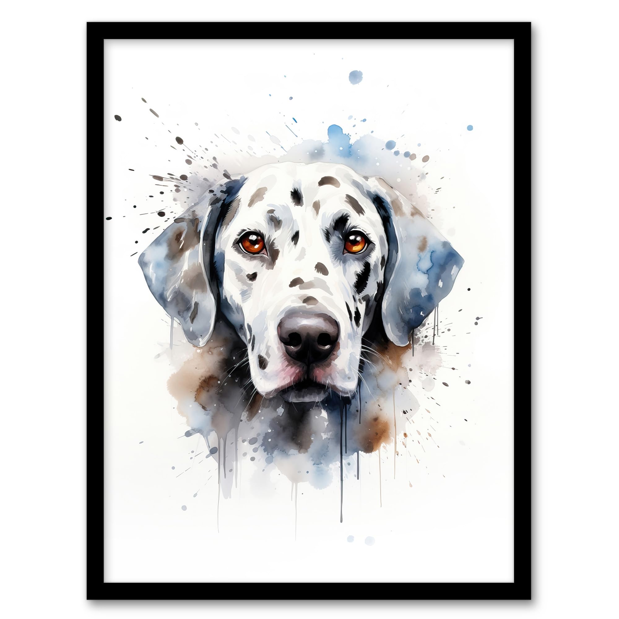 Artery8 Dalmatian Lovers Gift Watercolour Pet Portrait Painting Artwork Artwork Framed Wall Art Print 18X24 Inch
