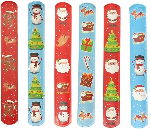 Lizzy Christmas Reusable Snap Band | Slap Bracelets Band Wristband For Xmas Party Favours Bag Fillers