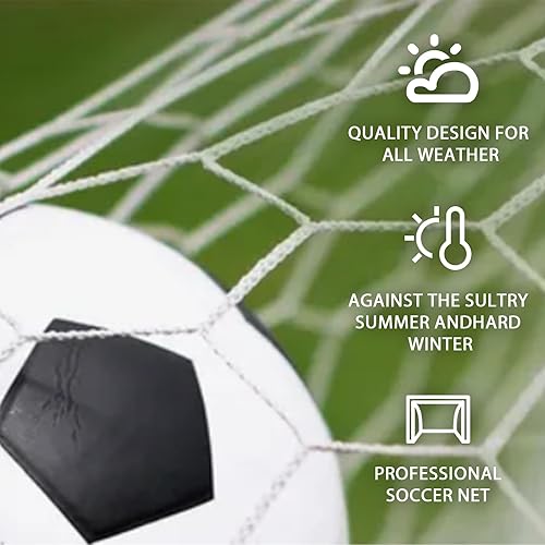 Miniatura 3 de Red de portería de fútbol de tamaño completo de 24 x 8 pies, color blanco, resistente, redes de fútbol de polipropileno resistentes a la intemperie