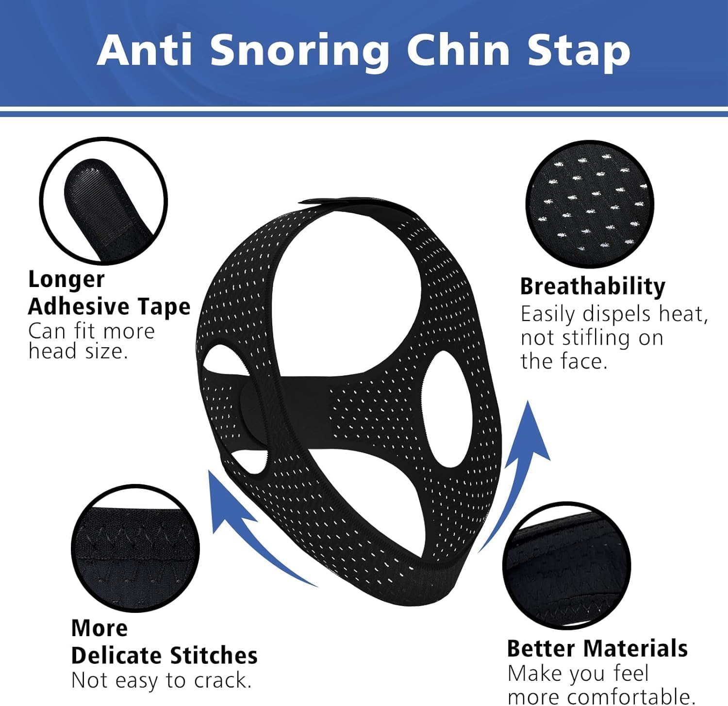 Chin Strap for Sleeping, Effective Anti Snoring Devices, Airflow Jaw Strap for Sleep Apnea Breathable and Comfortable, Adjustable Anti Snoring Chin Strap for Men and Women - Image 7