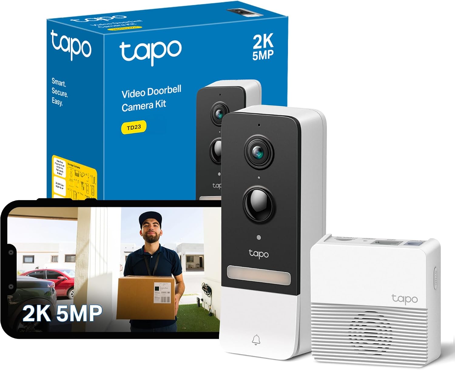 Tapo TD23 2K 5MP video doorbell with removable battery