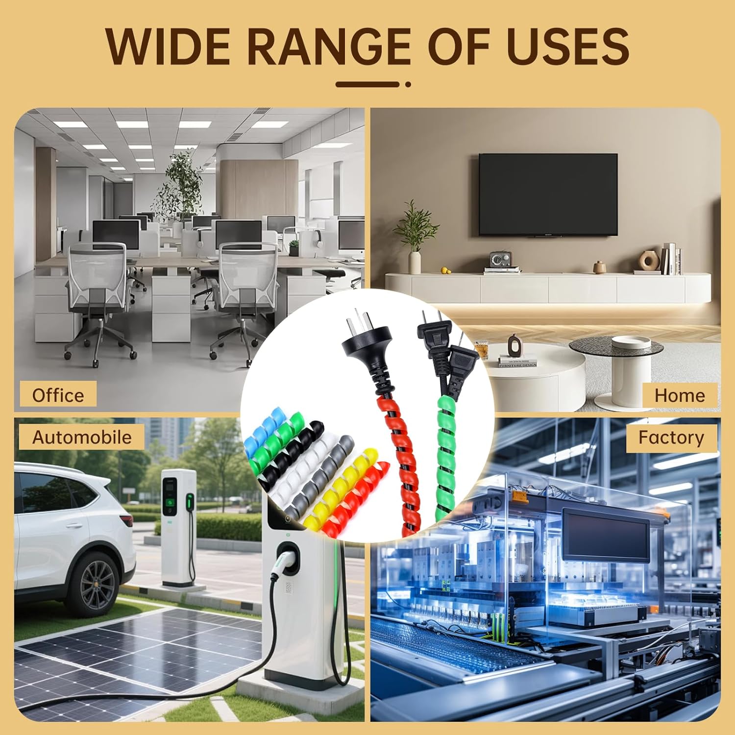 Spiral Cable Wrap, 10ft Cable Sleeves for Cords, Flexible Cable Management Sleeve for Computer, Power, Audio & Video Cords (Grey, 3/4")