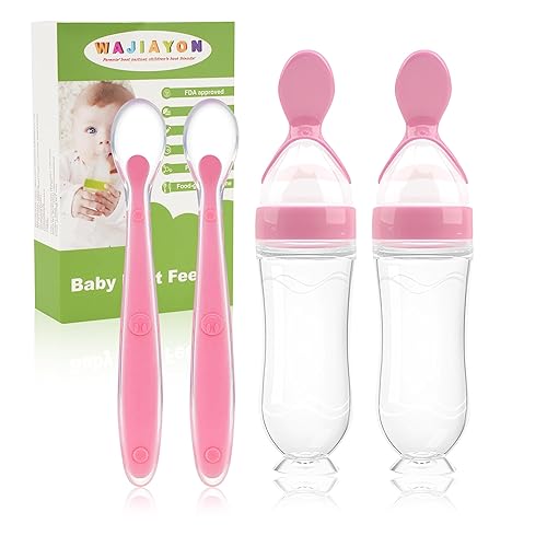 Miniatura 1 de WAJIAYON Comedero de comida para bebé, paquete de 4 cucharas dispensadoras de alimentos de silicona para bebés, cucharas de alimentación para