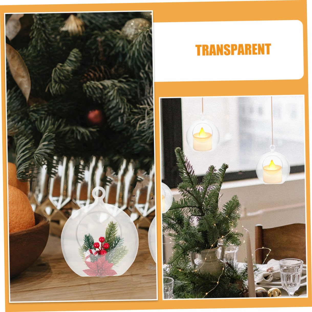 SOIMISS Boules de Noël Transparentes en Plastique Creuses 8 CM Lot de 20 Pièces Décorations à Suspendre Personnalisables Ornements Sphériques à Remplir pour Fêtes Mariages et