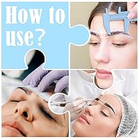 Vista 7 de Teling 6 piezas de herramientas para cejas, regla de medición de cejas, marcador blanco Microblading con regla de papel, marcador de piel