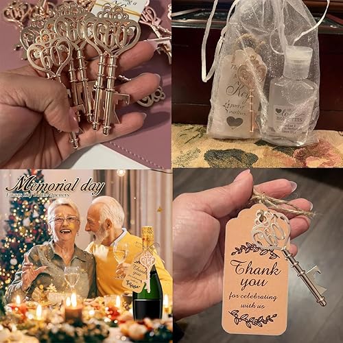 Miniatura 4 de XIUSHE Abridor de botellas de oro rosa, recuerdos de 60 cumpleaños, decoración de fiesta o 60 de oro, boda, aniversario, fiesta, regalo, 30