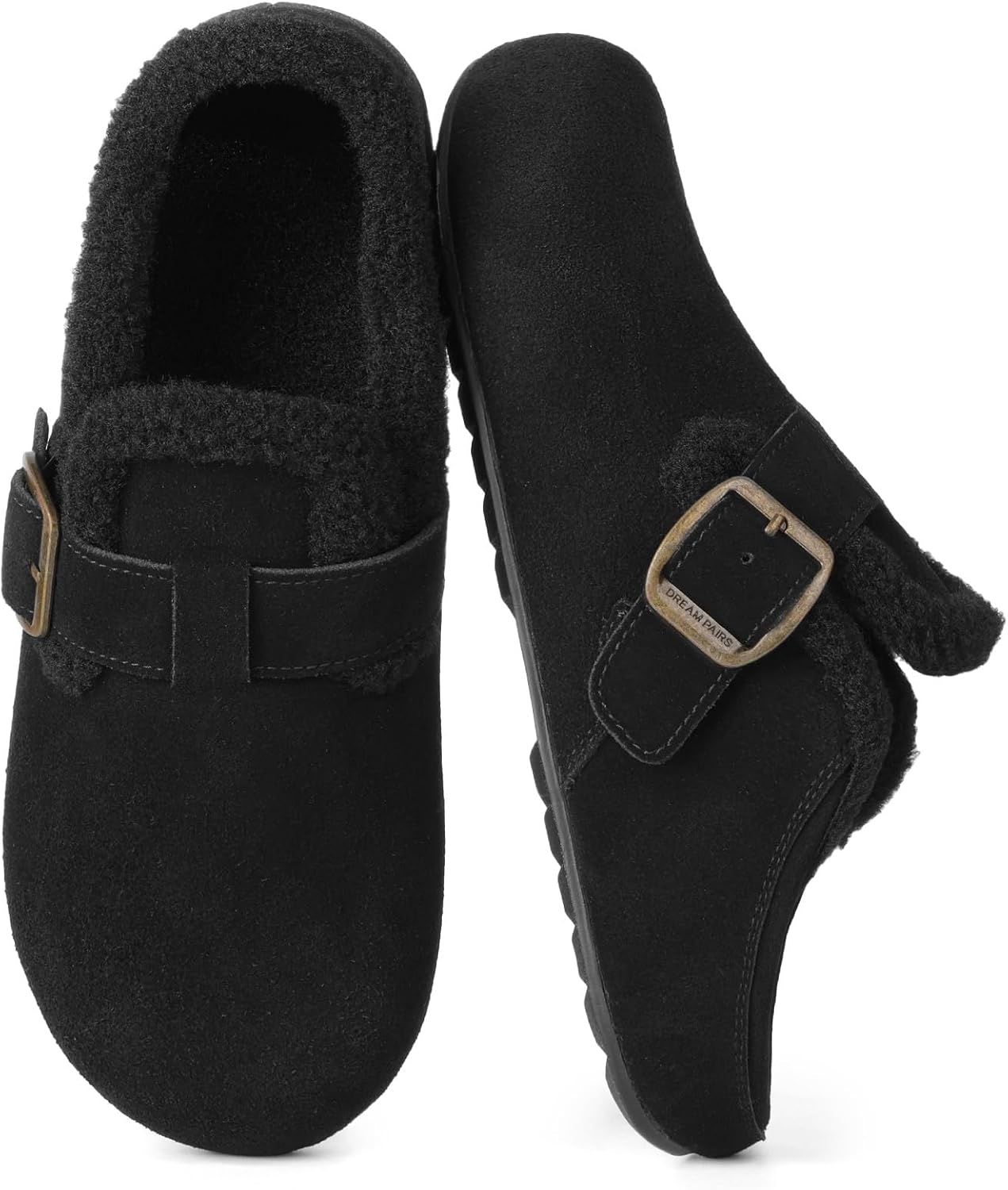 DREAM PAIRS Genuine Suede Mules Slippers for Women | Cozy Slip-On Wide Toe Arch Support Comfort Shoes, Collapsible for 2-way Wear as Mules Slippers or Boots
