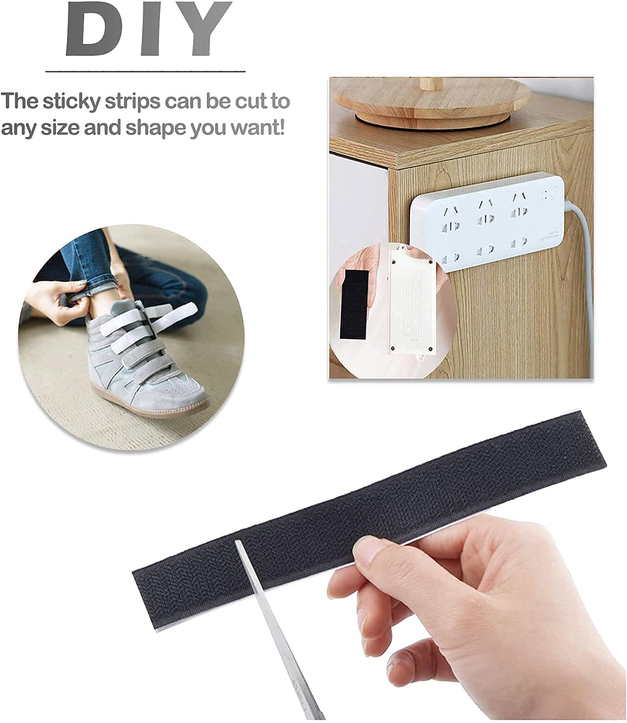 Hook Loop Strips with Adhesive, 15Pairs 1x7.1 Inch Heavy Duty Premium Sticky Back Fasteners Hook and Loop Tape, with 9 Pairs Self Adhesive dots for Mounting, Hanging, Indoor and Outdoor Use: Kitchen & Dining