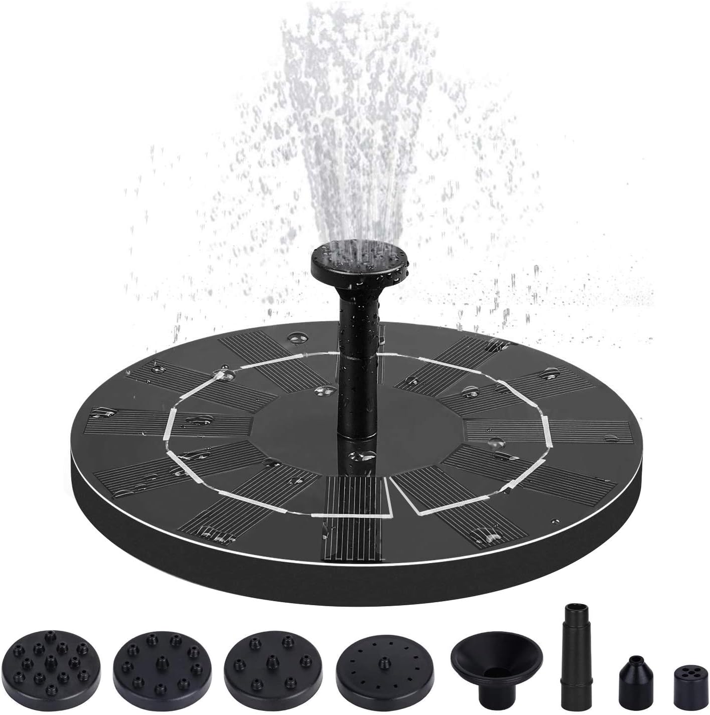 1.4W Solar Fountain Pump, Free Standing Floating Solar Bird Bath Water Pumps for Garden, Patio, Pond, Pool and Outdoor