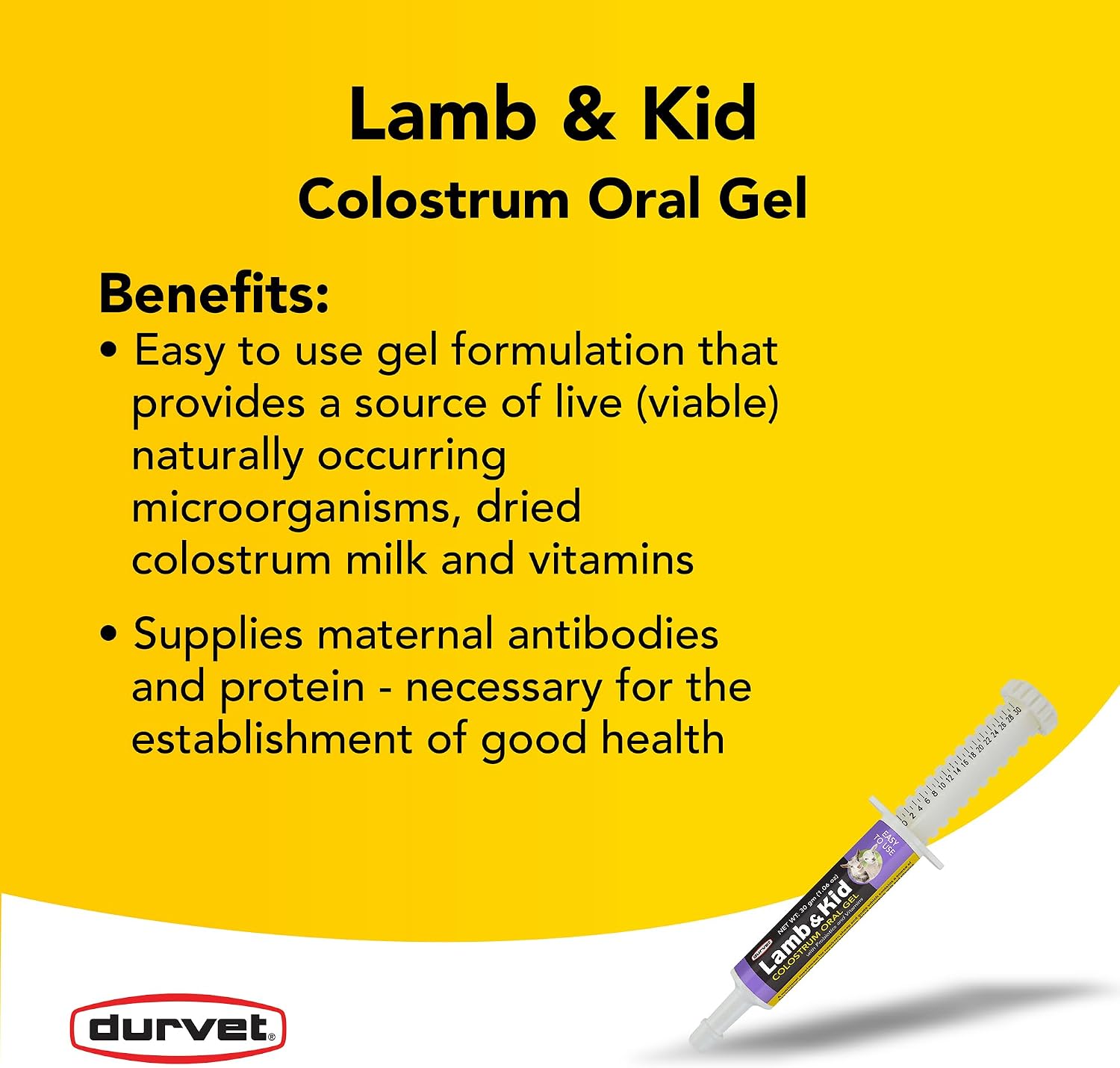 DURVET 698308 Oral Colostrum Gel for Lamb & Kids, 30ml