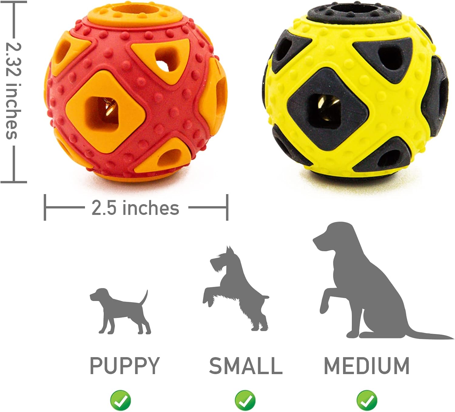 Pet Supplies : YOXOZO PET Mayan Mask Dog Rubber Ball with Bell Inside for Chewing & Training,Interactive Dog Toy for Puppies and Small & Medium Dogs, 2.5inch (Pack of 1) (Yellow Black) : 