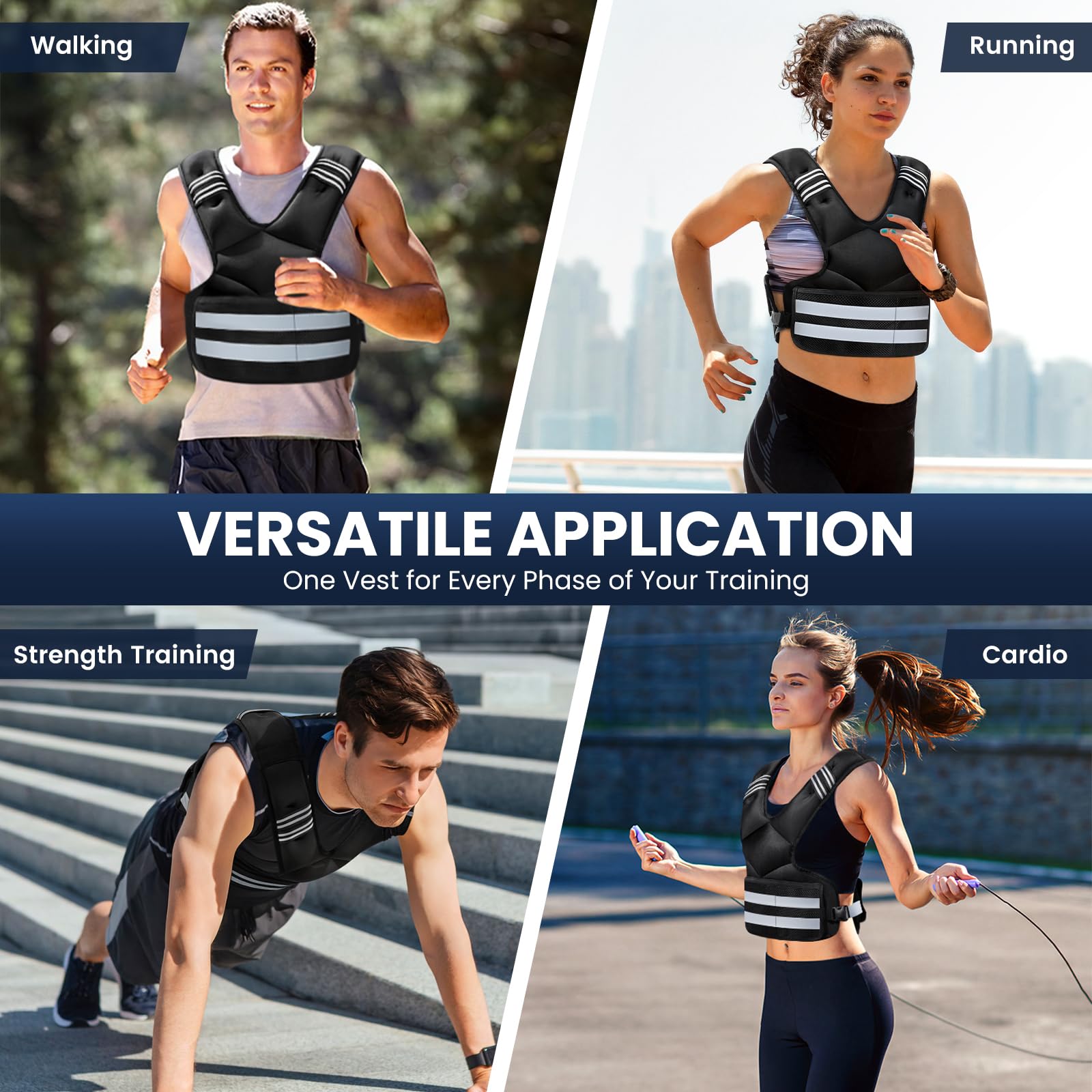 Adjustable Weighted Vest for Women and Men, 4-11lb/11-18lb/20-32lb Weight Vest with 6 Ironsand Bags, Storage Pocket and Reflective Stripes for Walking, Workout and Strength Training — view 8